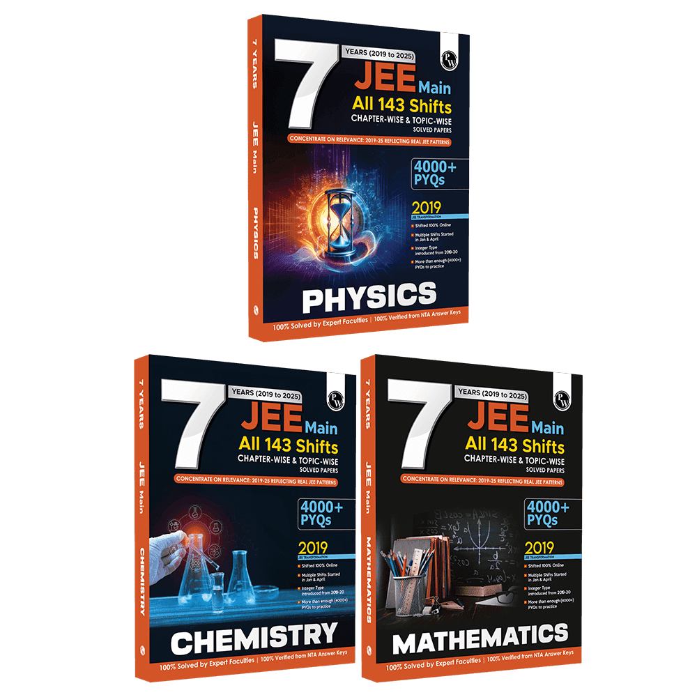 JEE Main PYQ - 7 Years (2019 - 2025) Physics, Chemistry, Mathematics Combo Set of 3 Books | All 143 Shifts Online Previous Years Solved Papers Chapterwise and Topicwise PYQs For 2026