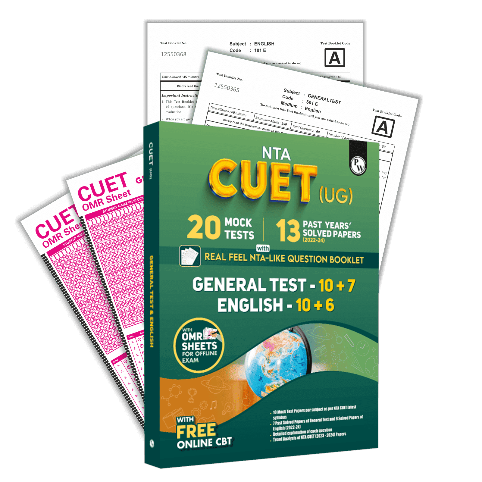 NTA CUET UG General Test and English Combined Mock Test and Past Year Papers For 2025 Exams | NTA-like Test Booklet with OMR Sheet | FREE Online CBT