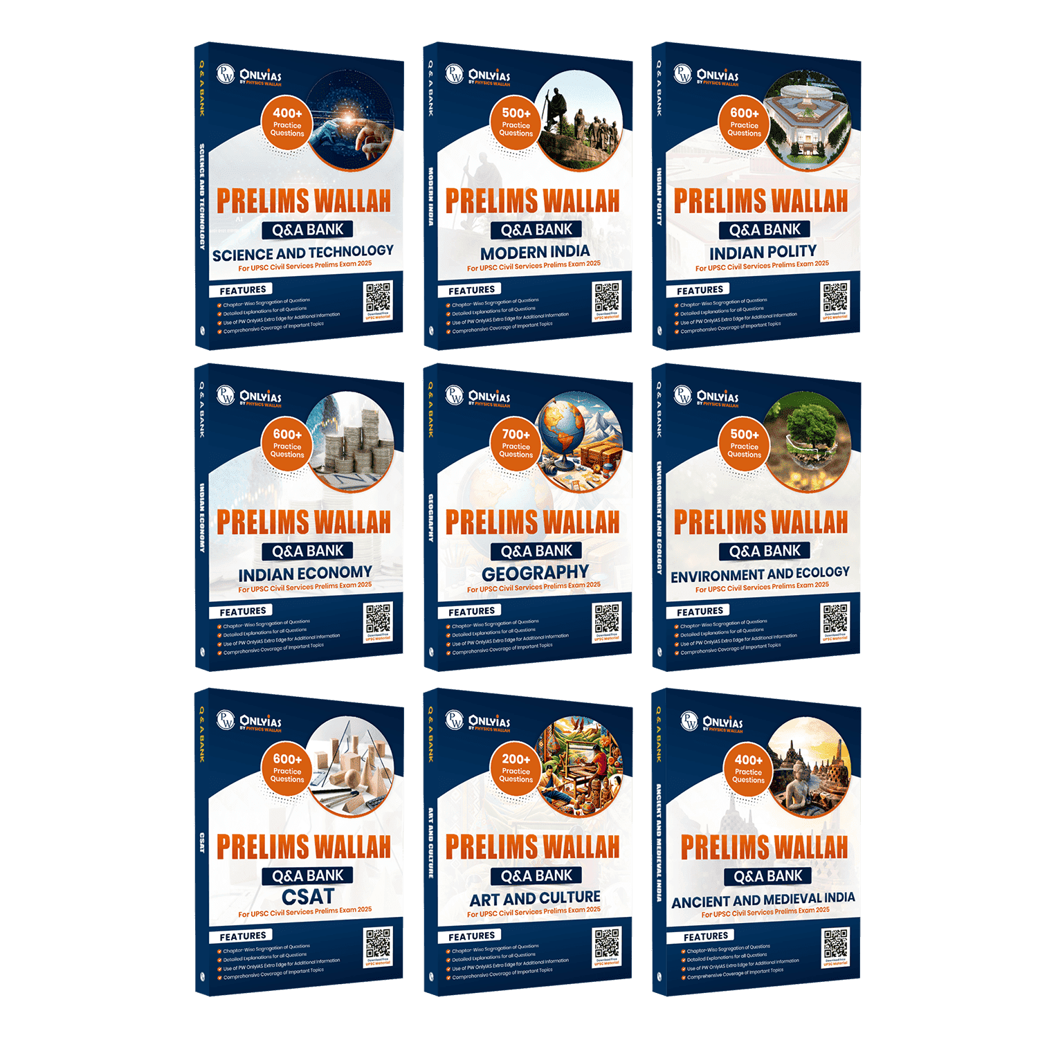 UPSC Prelims Wallah Q & A Bank Combo Set of 9 Books