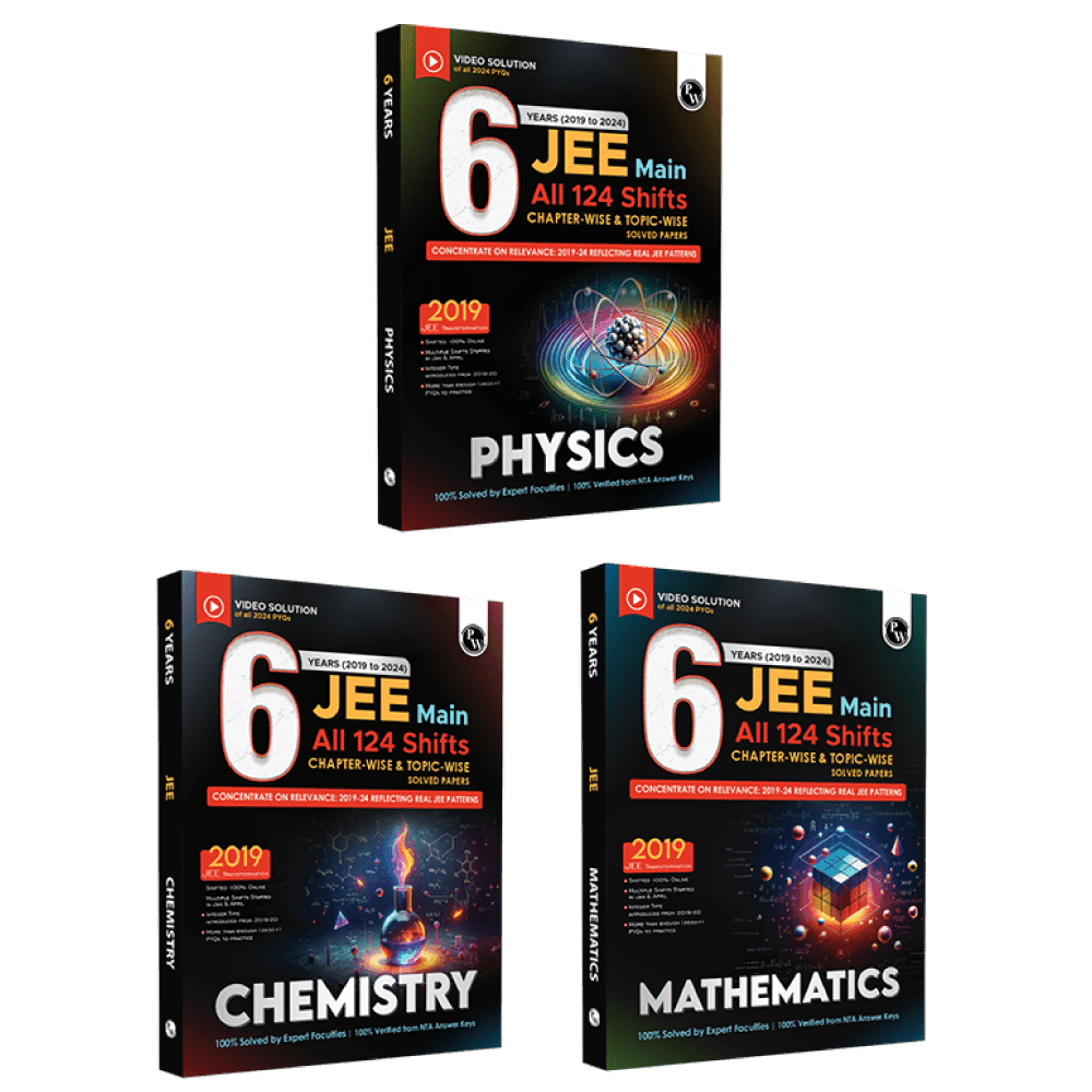 JEE Main 6 Years (2019-2024) Physics, Chemistry, Mathematics Set of 3 Books All Shifts Online Previous Years Solved Papers Chapterwise and Topicwise PYQs For JEE Main 2025 Exams