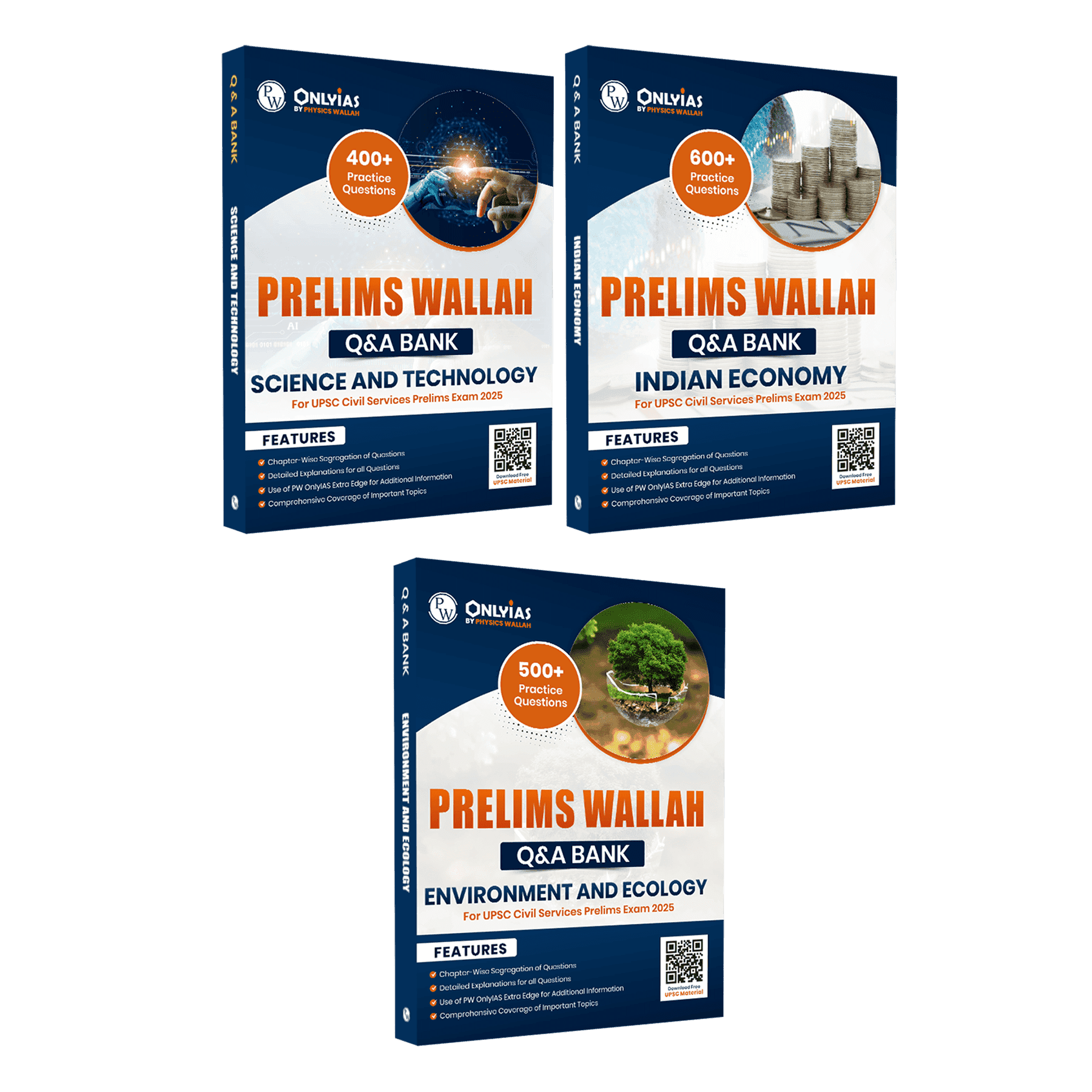 UPSC Prelims Wallah Q & A Bank Science and Technology, Indian Economy, Environment and Ecology Combo Set of 3 Books