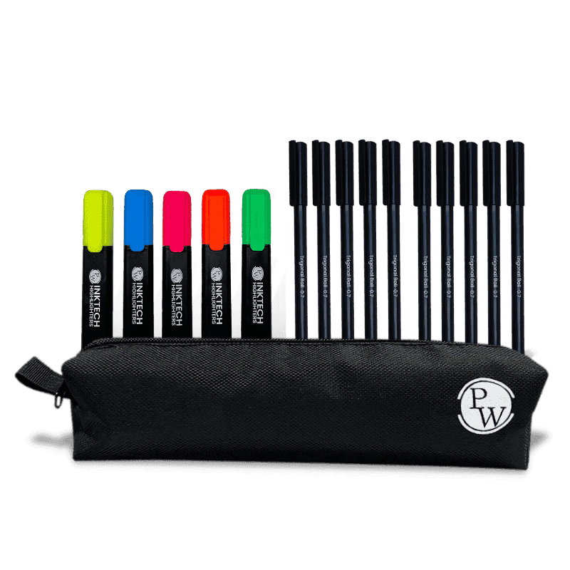 Study Tools Kit – Pens, Highlighter & Stationery Pouch.