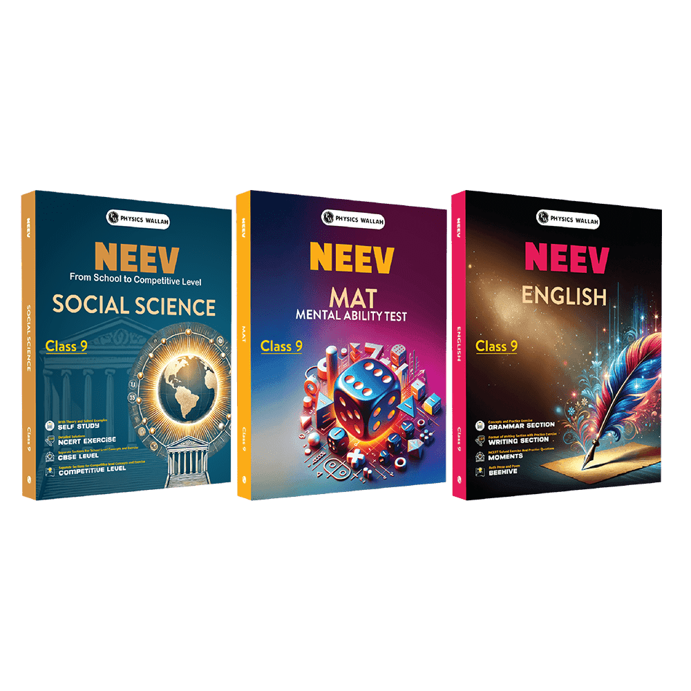 NEEV For Class 9 Social Science, English, MAT Combo Set of 3 Books (2025 Edition)