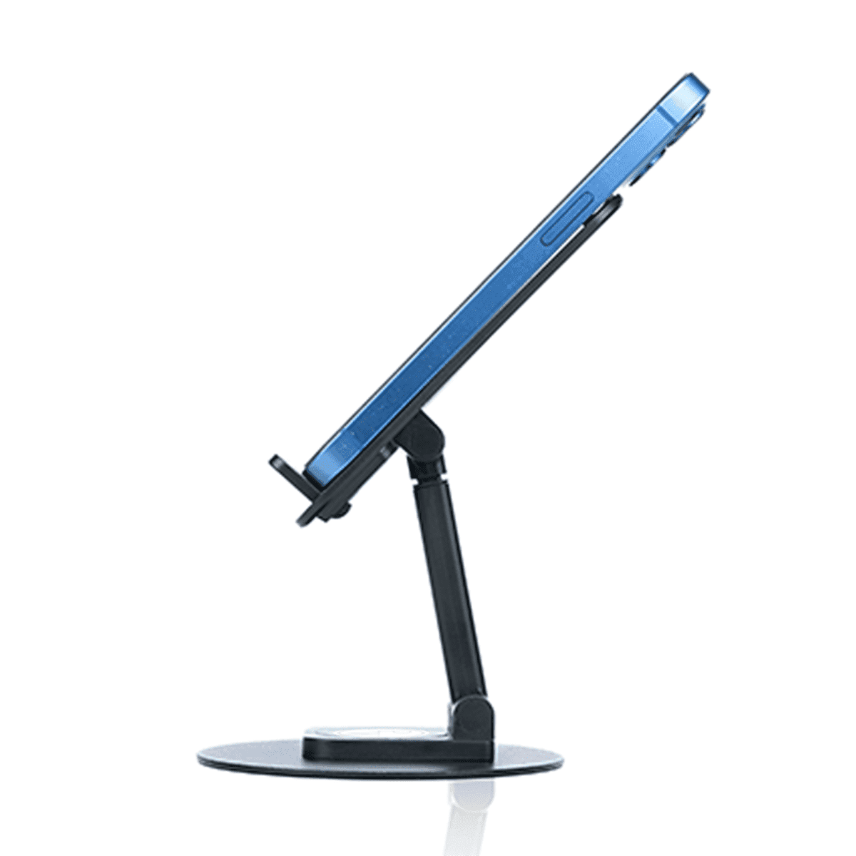 PW Portable & Foldable Desktop Mobile Stand with 360% Rotating Metal Base | Black