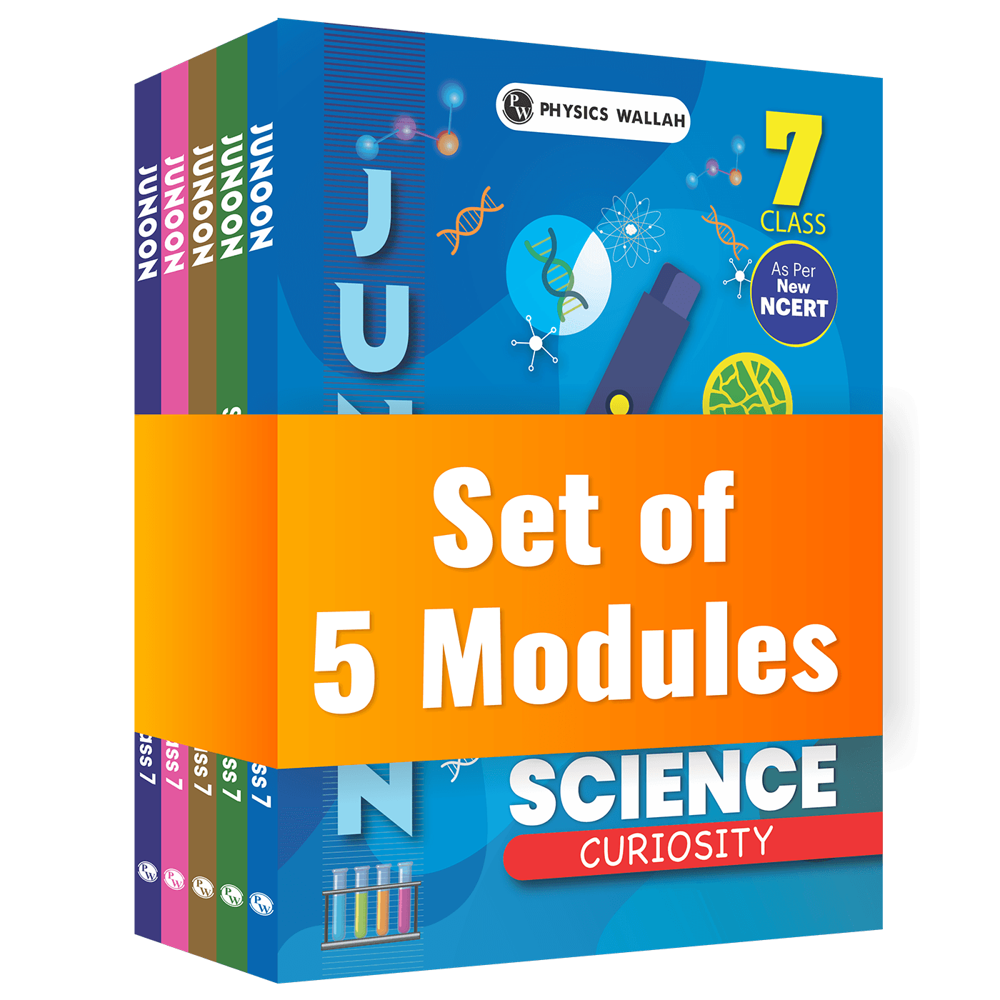 PW Junoon For Class 7 Science, Mathematics, Social Science, English, MAT Combo Set of 5 Books (2026 Edition)