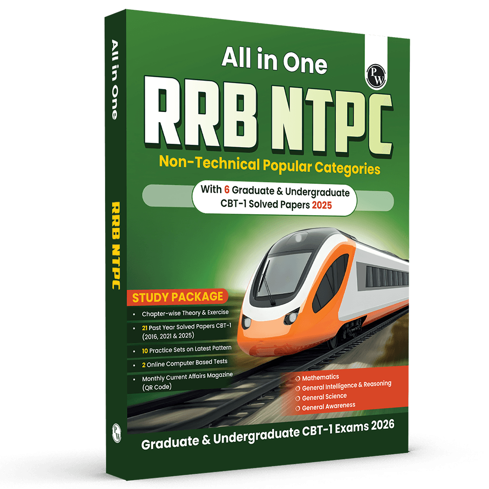 PW All in One RRB NTPC Graduate & Undergraduate CBT-1 for 2026 Exams l Chapterwise Theory, Short Tricks and Exercises l 21 Past Year Papers (PYQs) 2016, 2021 & 2025 with 10 Practice Sets