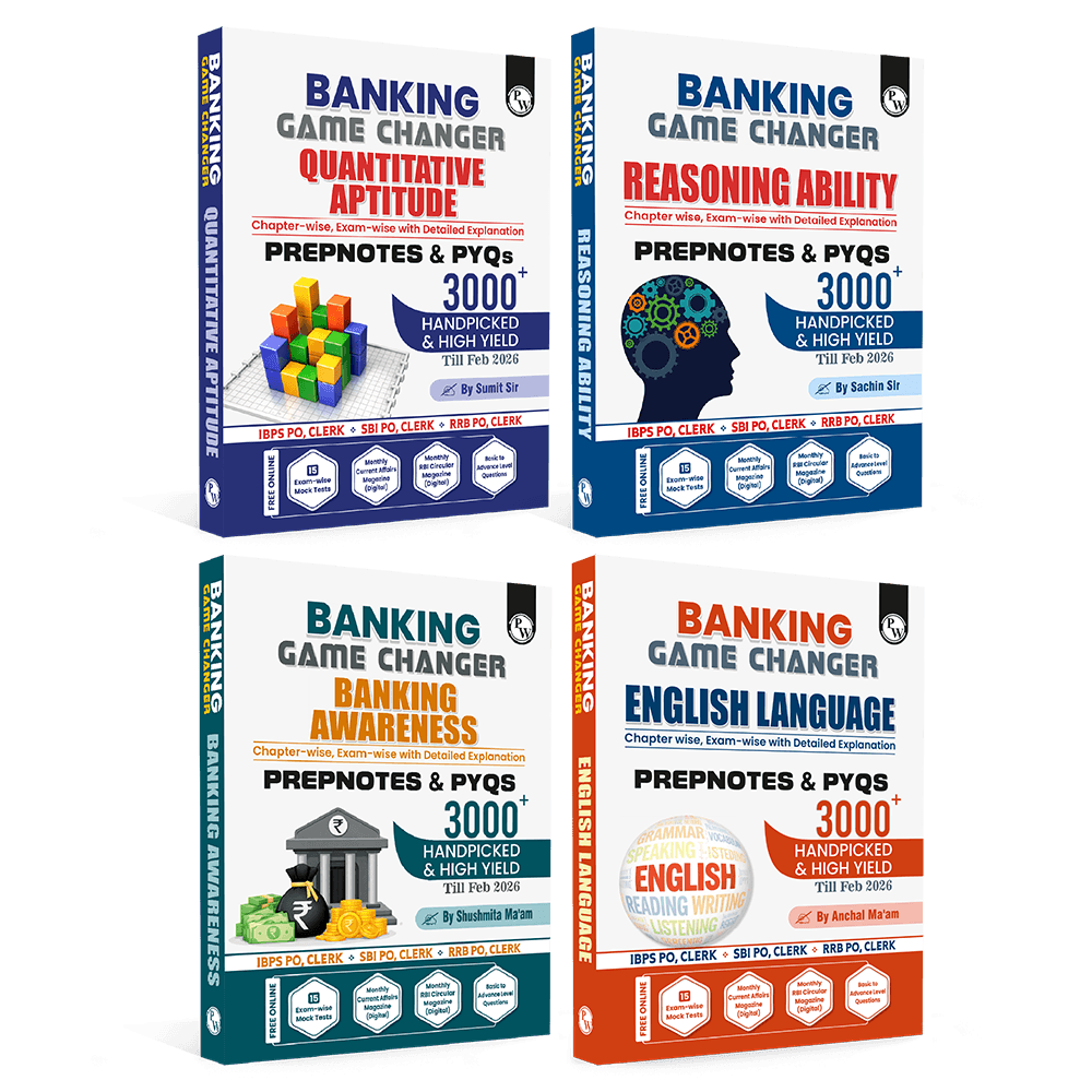PW Banking Game Changer Books - English Language, Banking Awareness, Reasoning Ability, Quantitative Aptitude Combo Set of 4 Books For 2026-27 Exams | Prepnotes & 12000+ PYQs