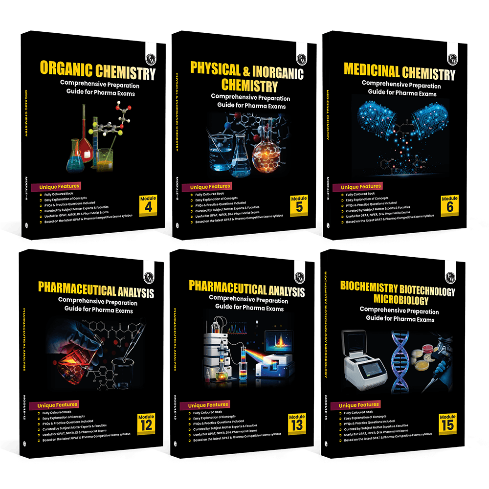 Pharma GPAT Organic Chemistry, Physical & Inorganic Chemistry, Medicinal Chemistry, Pharmaceutical Analysis, Biochemistry, BioTechnology & Microbiology Combo Set of 6 Books