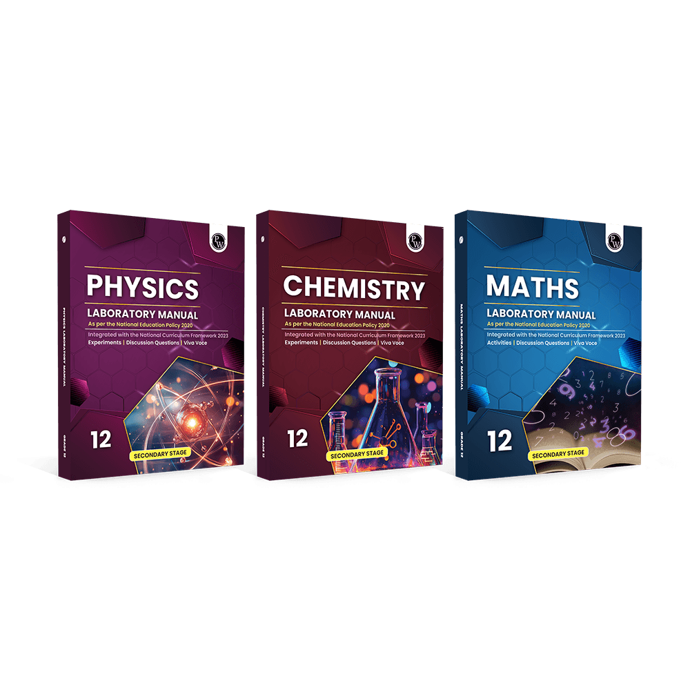 PW Academy Grade 12 Laboratory Manual Maths, Physics and Chemistry Combo Set of 3 Books As Per The National Education Policy 2020 | Experiments, Discussion Questions, Viva Voce