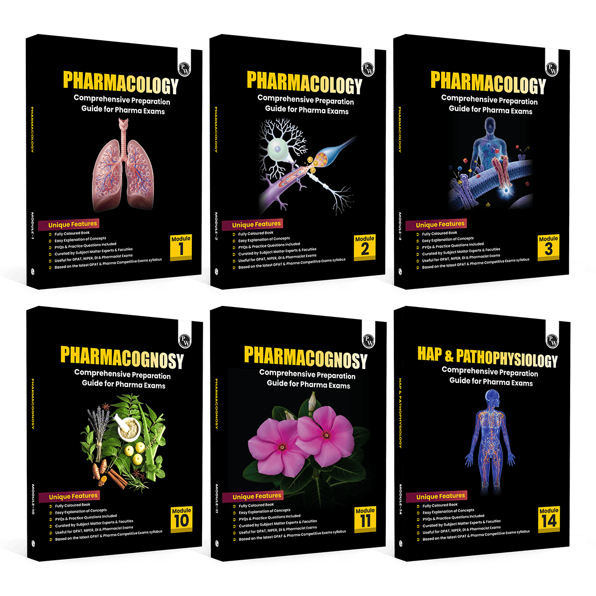Pharma GPAT Pharmacology Module 1, 2, 3 10, 11, Human Anatomy Physiology & Pathophysiology Module 14 Combo Set of 6 Books For NIPER, DI & Pharmacist Exams | Fully Coloured Book