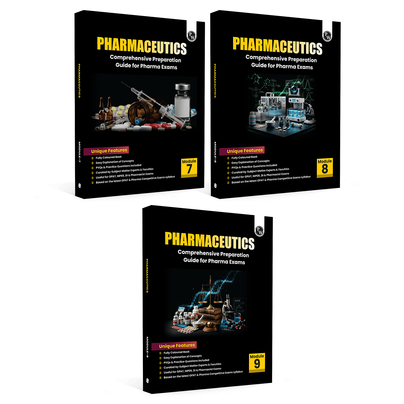 Pharma GPAT Pharmaceutics Module 7, 8 & 9 Combo Set of 3 Books For NIPER, DI & Pharmacist Exams | Fully Coloured Book | Easy Explanations of Concepts, PYQs & Practice Questions