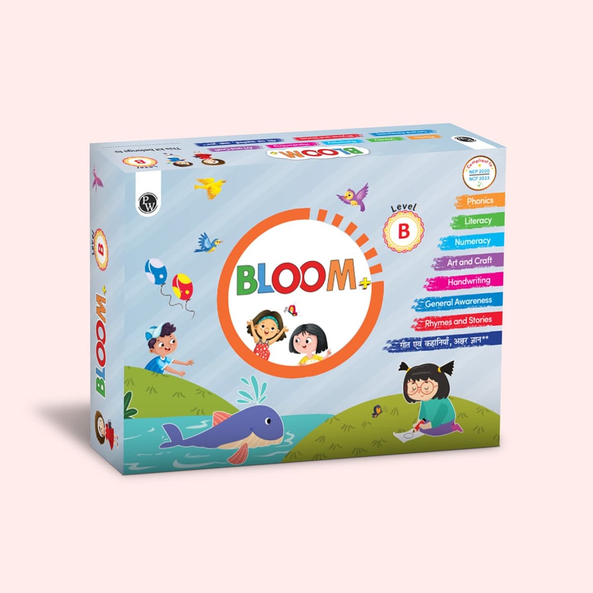 PW Bloom Series For LKG (Level B) Set of 9 Books | Phonics, Literacy, Numeracy, Art & Craft, Handwriting, General Awareness, English Rhymes & Stories