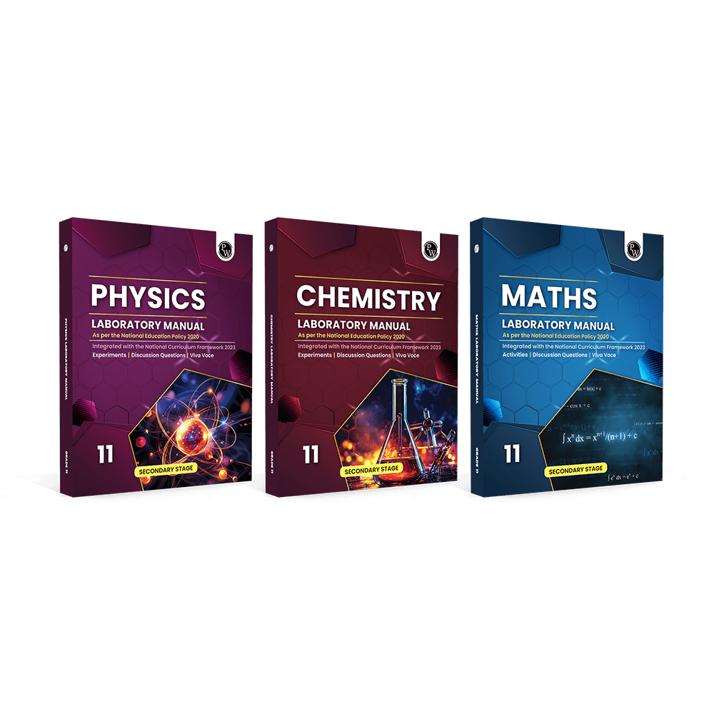 PW Academy Grade 11 Laboratory Manual Maths, Physics and Chemistry Combo Set of 3 Books As Per The National Education Policy 2020 | Experiments, Discussion Questions, Viva Voce