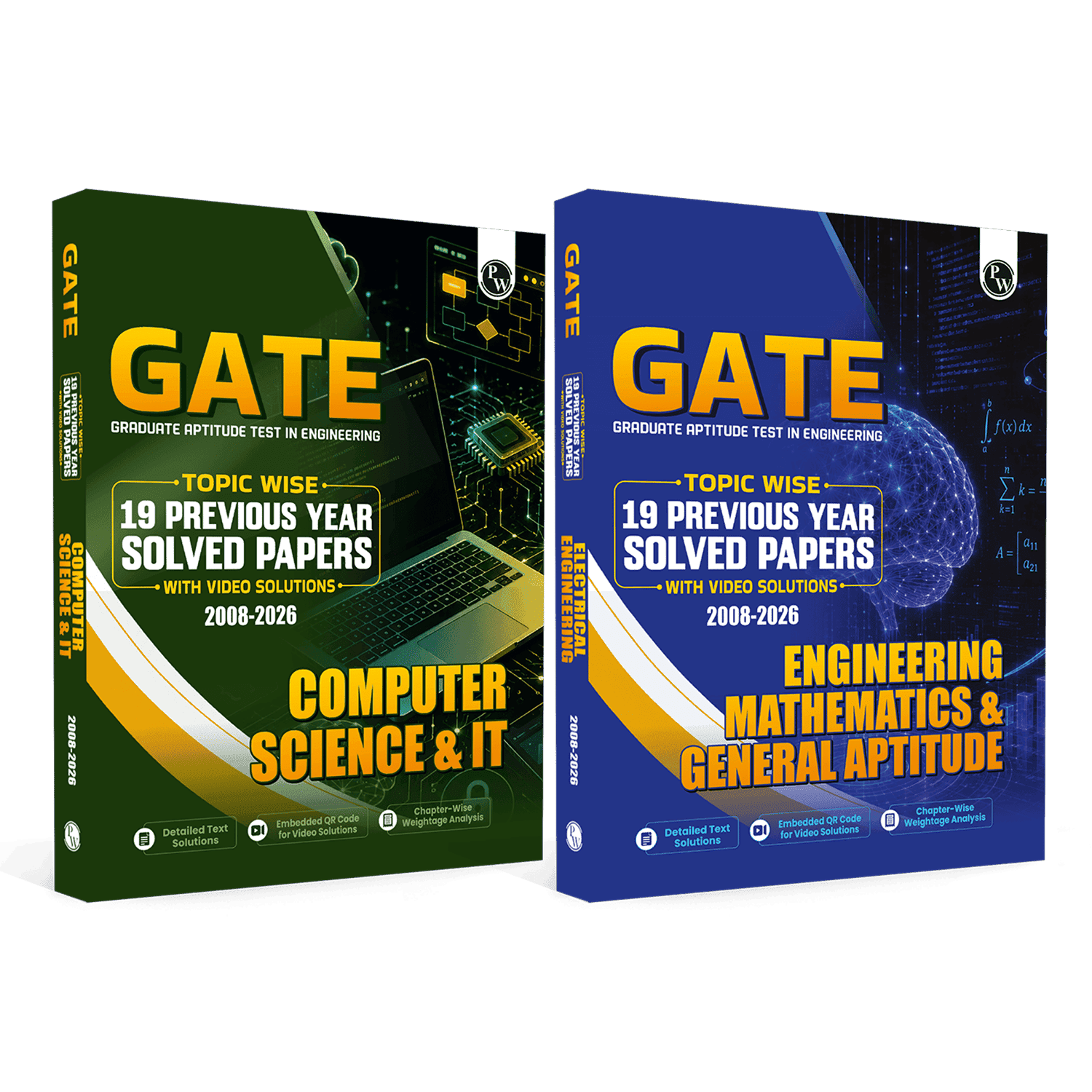  GATEWALLAH Computer Science & IT and Engineering Mathematics & General Aptitude Combo Set of 2 Books Topicwise Previous Years Solved Questions with Video Solutions For 2027 Exams