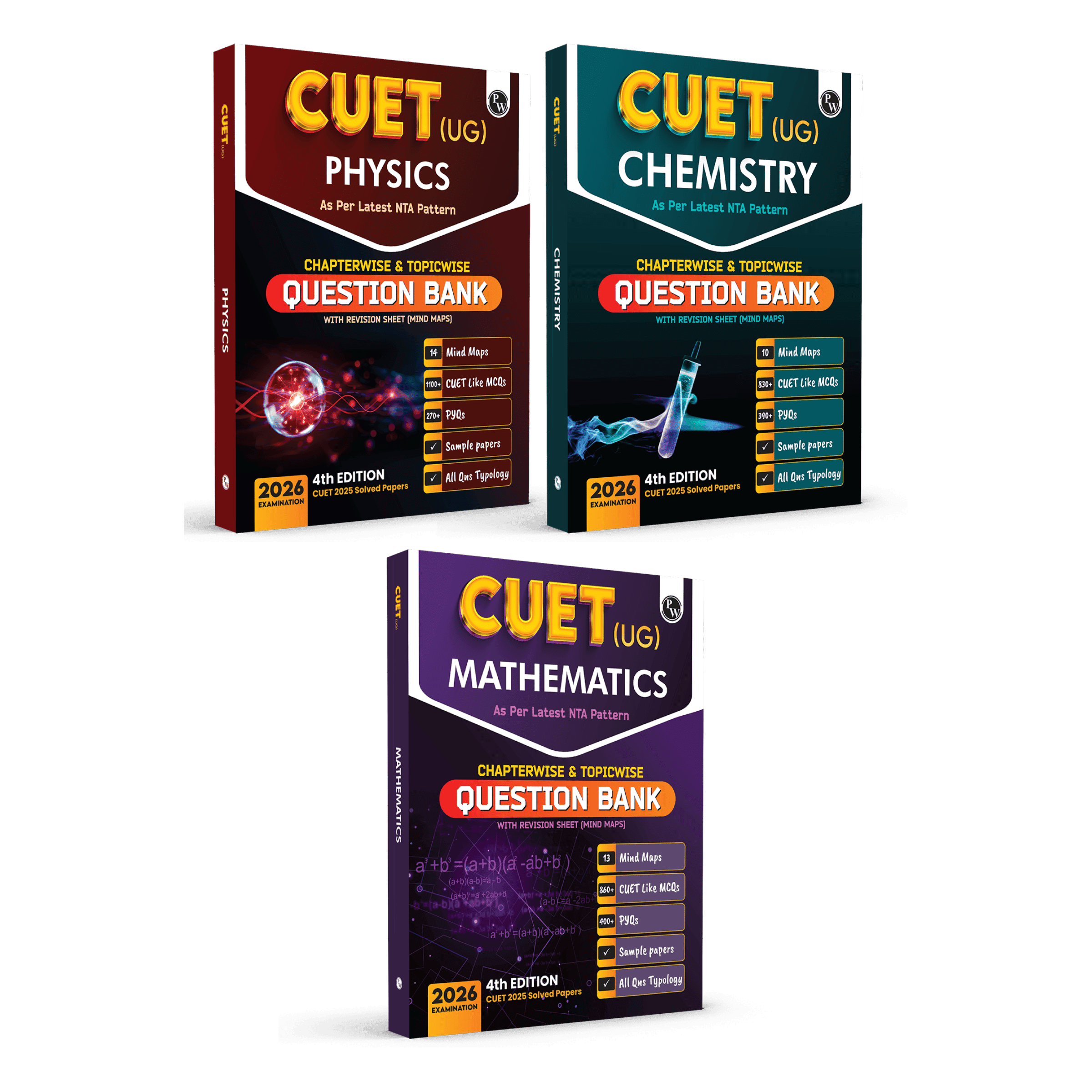  CUET (UG) Physics, Chemistry, Mathematics Combo Set of 3 Books Chapterwise & Topicwise Question Bank For 2026 Exam | Theory, Exercise, PYQ (2025-2022) & Mock Tests