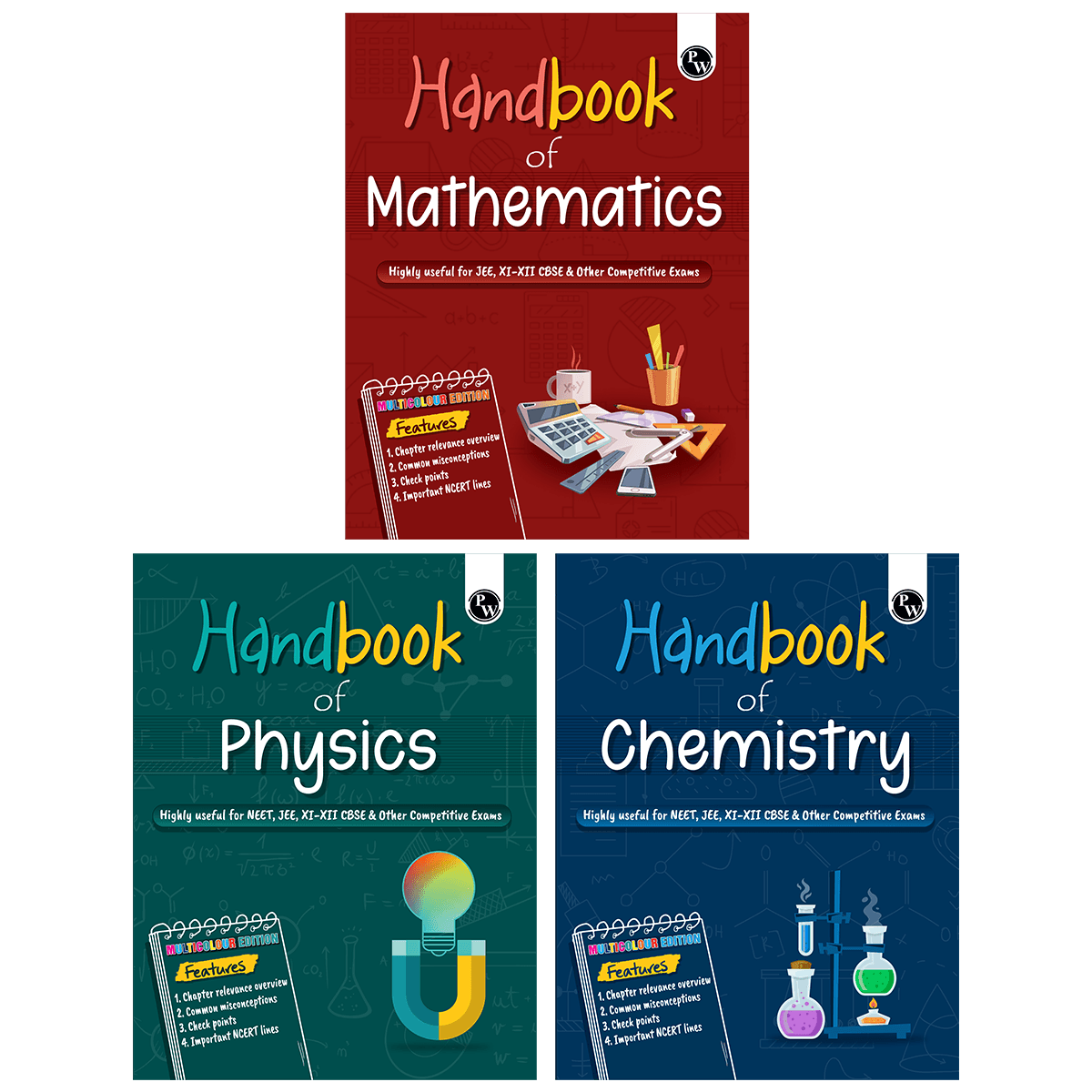 PW Handbook Combo of 3 Books - Physics, Chemistry, Maths For 2026-27 Exams | Highly Useful For JEE, CBSE Class 11-12 & Other Competitive Exams | Quick Revision Book | Important NCERT Lines