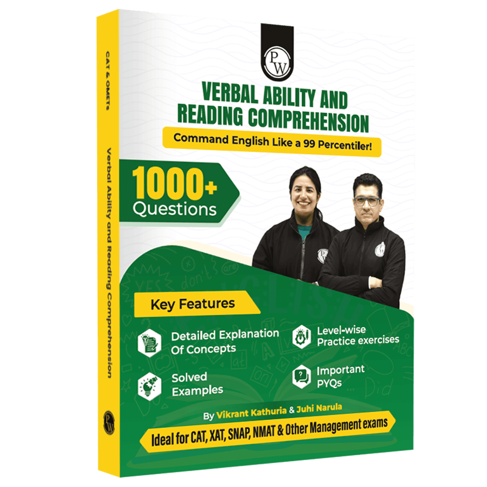 PW MBAWALLAH Verbal Ability & Reading Comprehension Book 1000+ Practice Questions By Vikrant Kathuria & Juhi Narula with PYQs, Levelwise Exercises, Solved Examples | Ideal for CAT & OMETs