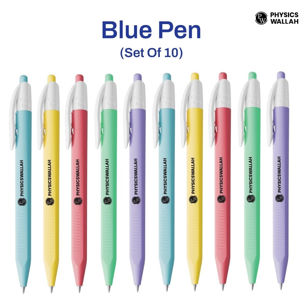 Multicolour Design clicker ball blue pen (Set of 10)