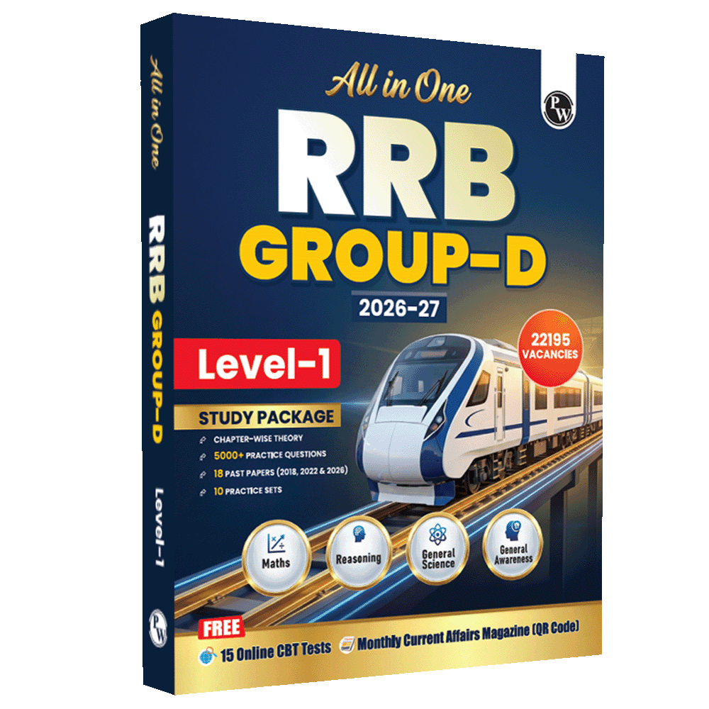 PW All in One RRB Group D Level-1 For 2026-27 Exam | Chapterwise Theory, Short Tricks and Exercises | 15 Previous Year Papers (PYQs) 2018- 2026 with 15 Practice Sets