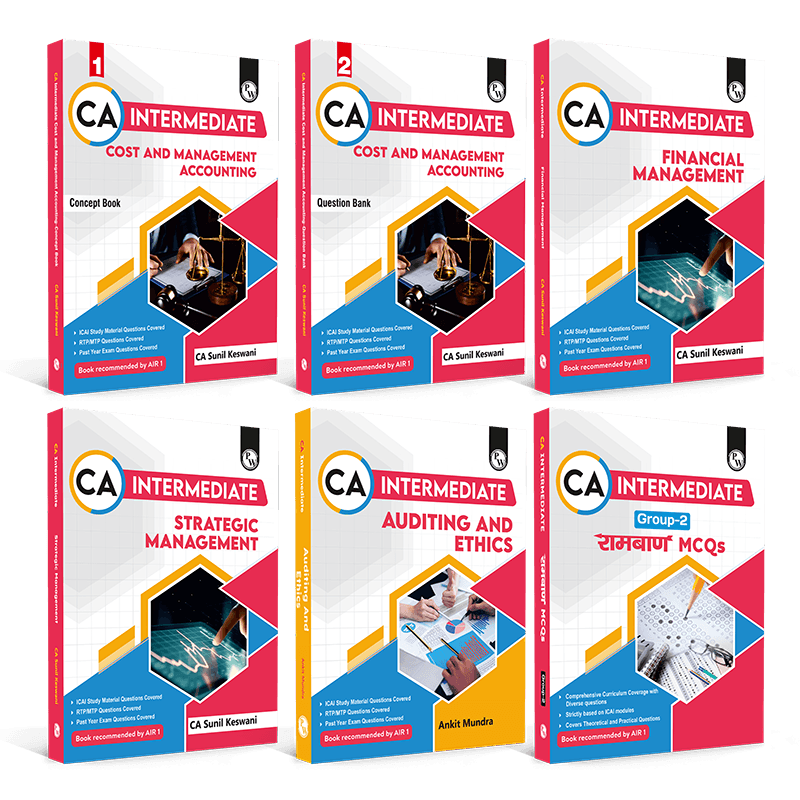 PW CA Intermediate Group 2 Cost & Management Accounting (Concept Book & Question Bank), Financial Management & Strategic Management, Auditing & Ethics, Ramban MCQ's Combo Set of 6 Books l Latest Syllabus For Jan 2027 Exams 