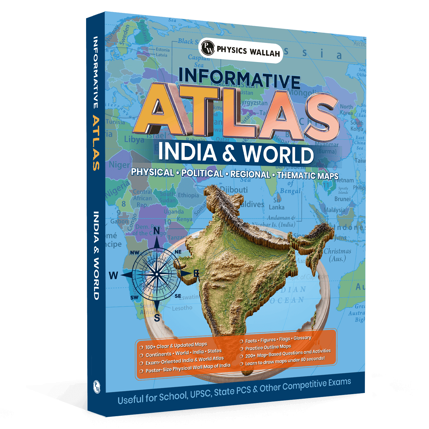 PW Informative Atlas Book - India & World | Physical, Political, Regional, Thematic Maps For School, UPSC, State PSC & Other Competitive Exams English Edition