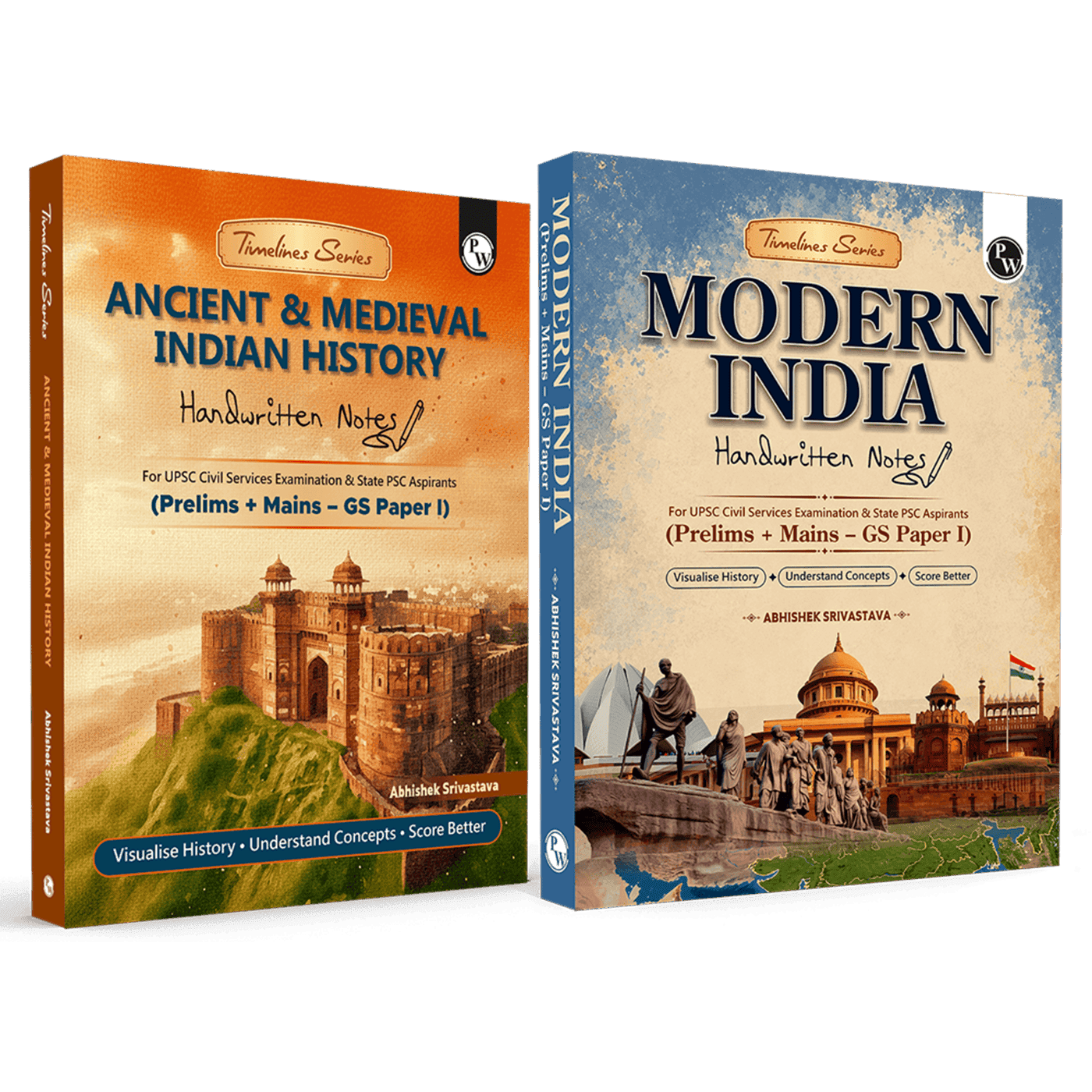  UPSC Ancient & Medieval Indian History & Modern India Handwritten Notes By Abhishek Srivastava Combo Set of 2 Books | PYQs, Maps, Timelines & Exam Oriented Notes| Ideal for UPSC & State PSC Exams