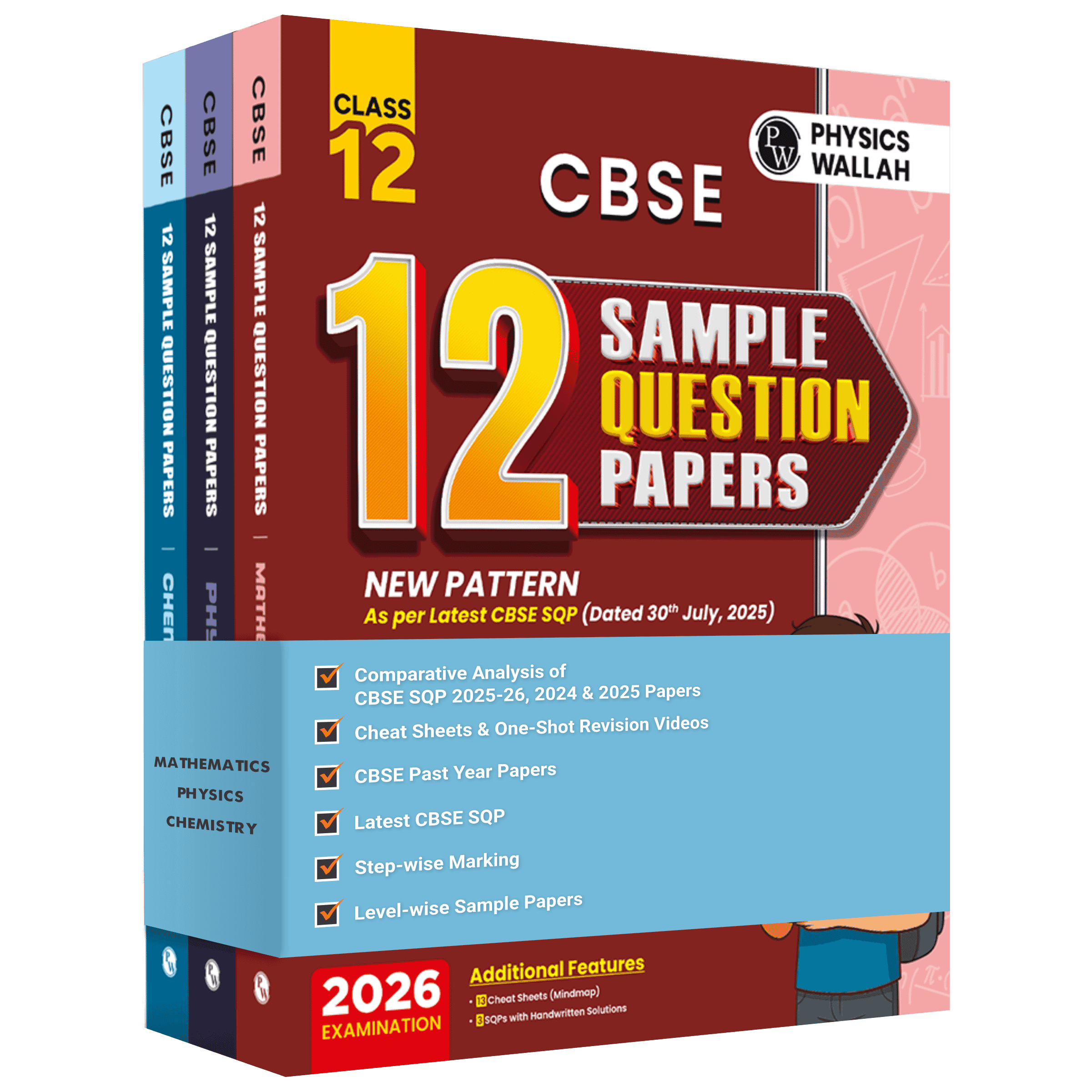 CBSE 12 Sample Question Papers Class 12 Physics, Chemistry & Mathematics Combo Set of 3 Books For 2026 Board Exam (As Per Latest SQP Dated 30 July 2025)