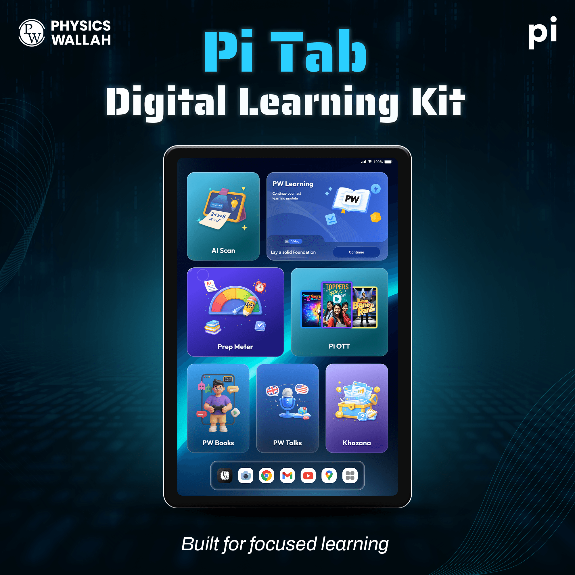 Pi Tab Digital Learning Kit | AI-Powered Learning | Smart Study Device