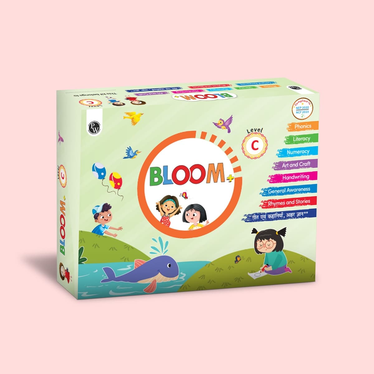 PW Bloom Series For UKG (Level C) Set of 9 Books | Phonics, Literacy, Numeracy, Art & Craft, Handwriting, General Awareness, English Rhymes & Stories
