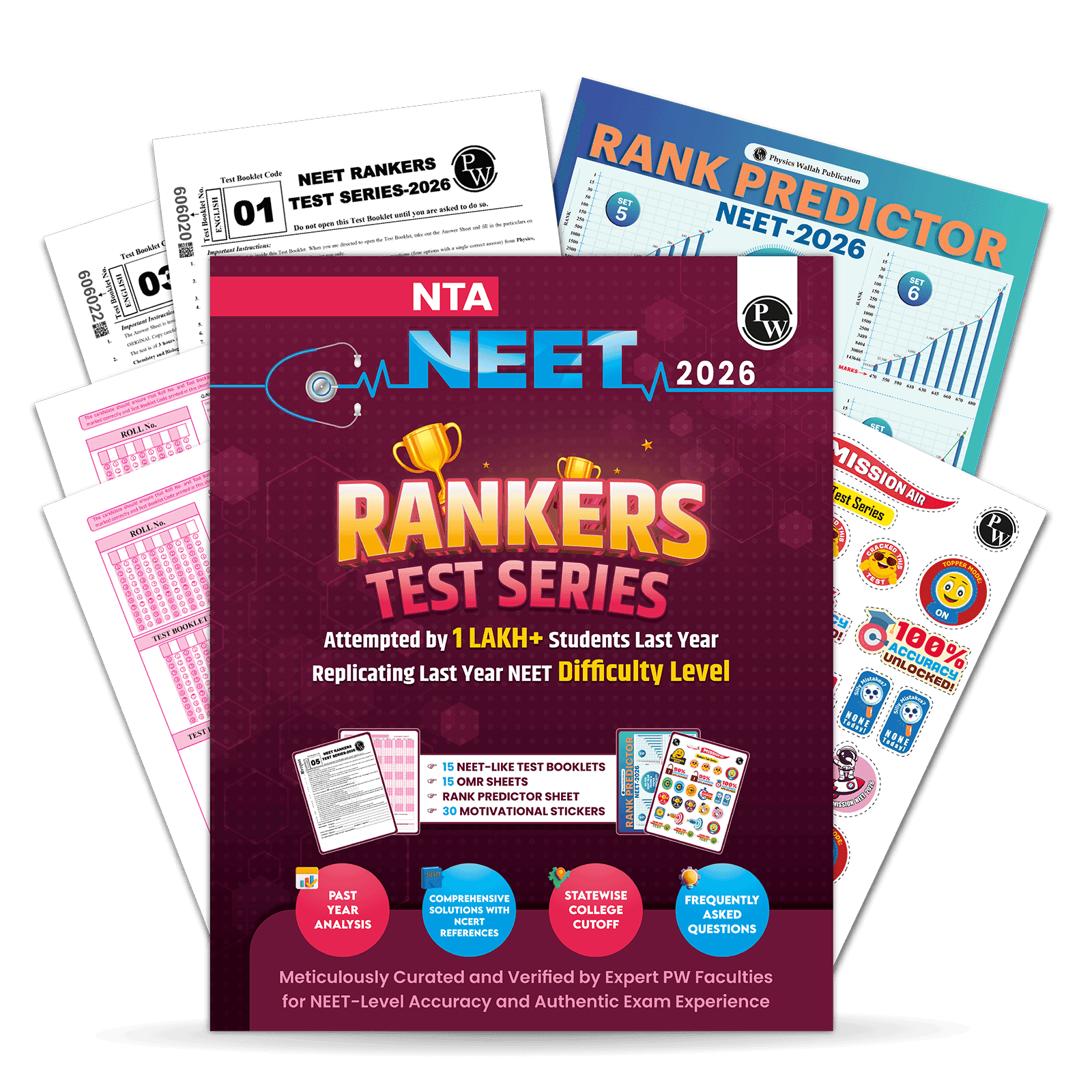 NTA 15 NEET Rankers Test Series 2026 Verified & Curated By Expert Faculties as per latest NEET Difficulty | Rank Predictor, Motivational Sticker, 15 OMR Sheet & Solution Booklet