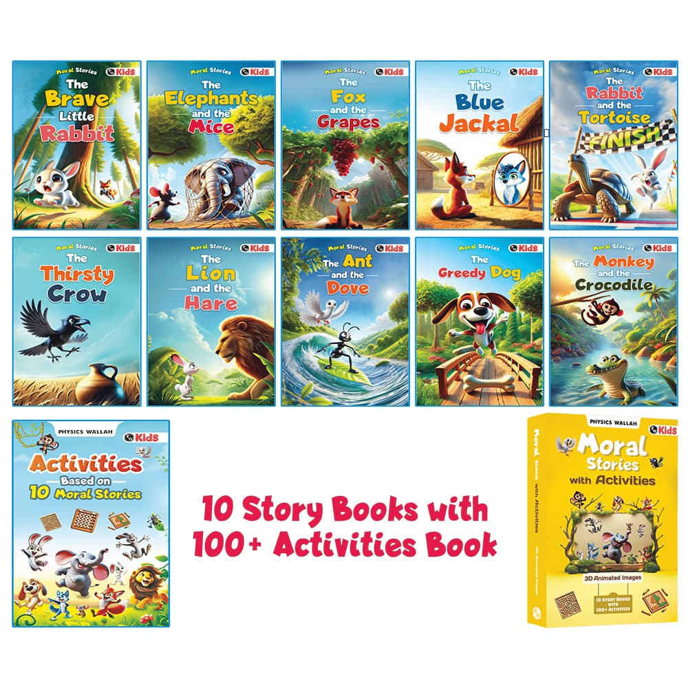 Moral Story Books and 100+ Activities Based on Moral Stories For Kids (Set of 11 Books) with 3D Animated Images | Educational Story and Activity Books For 3+ Years Old