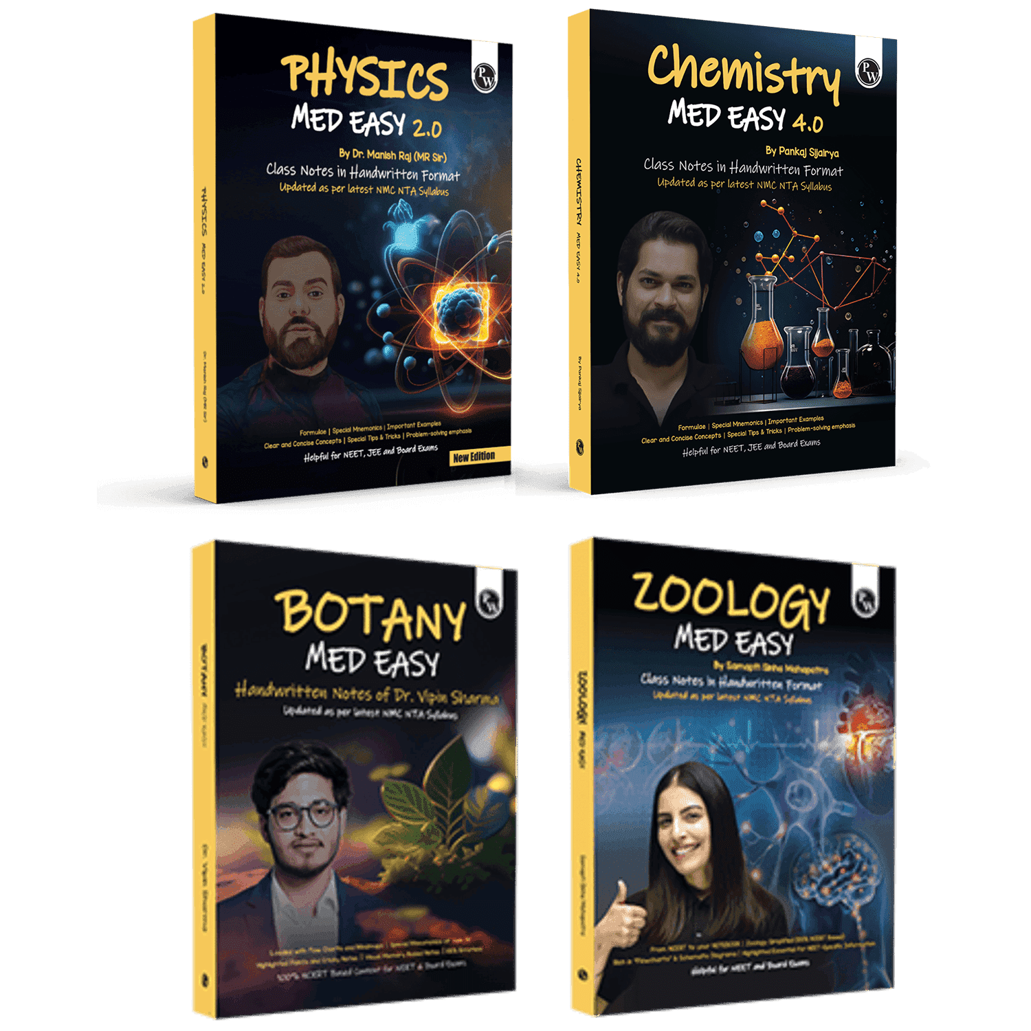 Chemistry, Physics, Botany and Zoology Med Easy Handwritten Notes Combo set of 4 Books | Notes, Formulas, Tips & Tricks for NEET/JEE & Board Exams