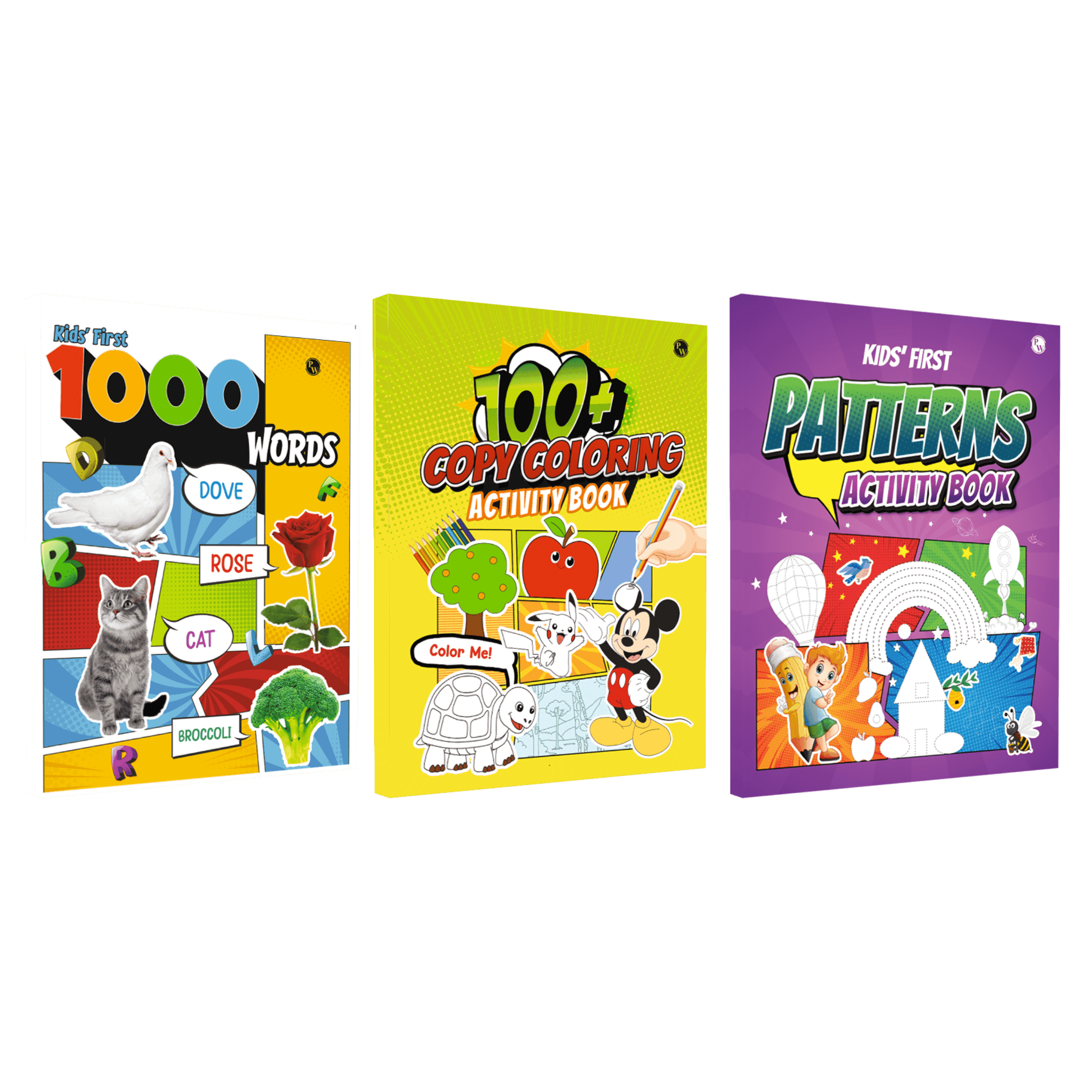 My First 1000 Words Book, 100+ Copy Coloring Activity Book & Kids' First Patterns Activity Book Combo Set of 3 Books l Practice Patterns with Fun Activities for Kids