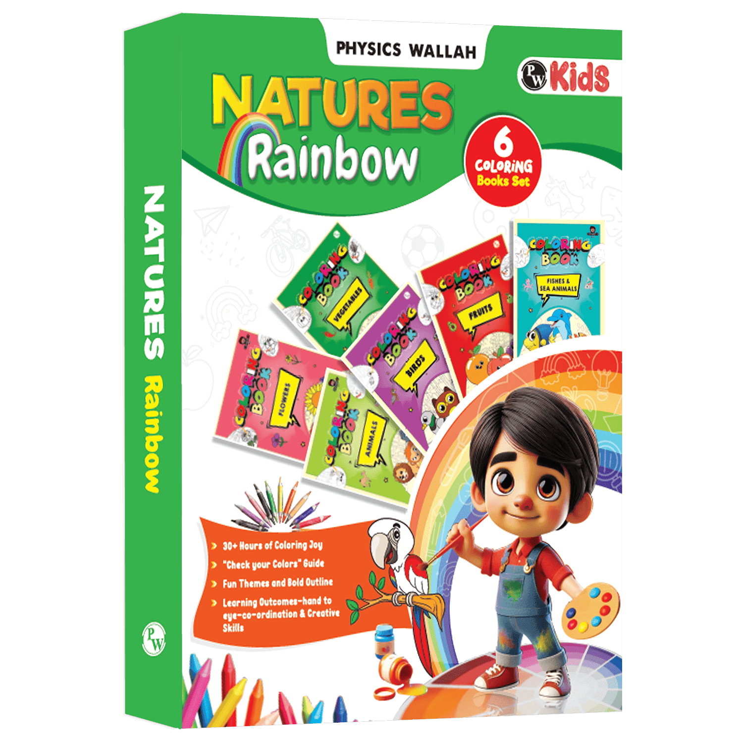 Copy Colour Book For Kids Set of 6 Books - Animals, Birds, Fishes & Sea Animals, Fruits, Vegetables, Cartoons | 2 to 6 Years Old | Ideal Birthday Gift Set for Growing Kids