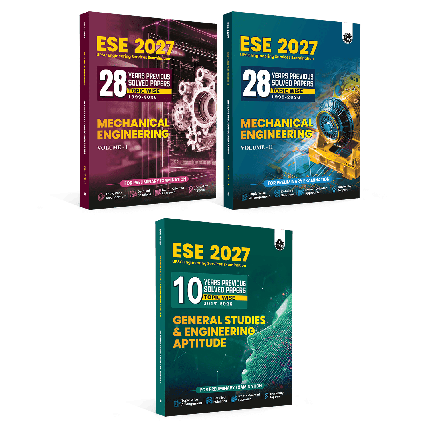 UPSC ESE 2027 Topicwise Previous Years Solved Questions Mechanical Engineering Preliminary Examination Volume 1 & 2 and General Studies & Engineering Aptitude Combo Set of 3 Books