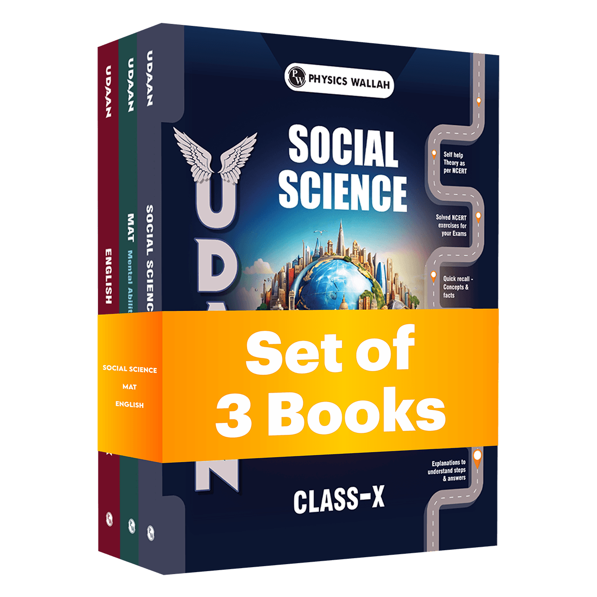 PW Udaan For Class 10 Social Science, MAT, English COMBO Set of 3 (2026 Edition)