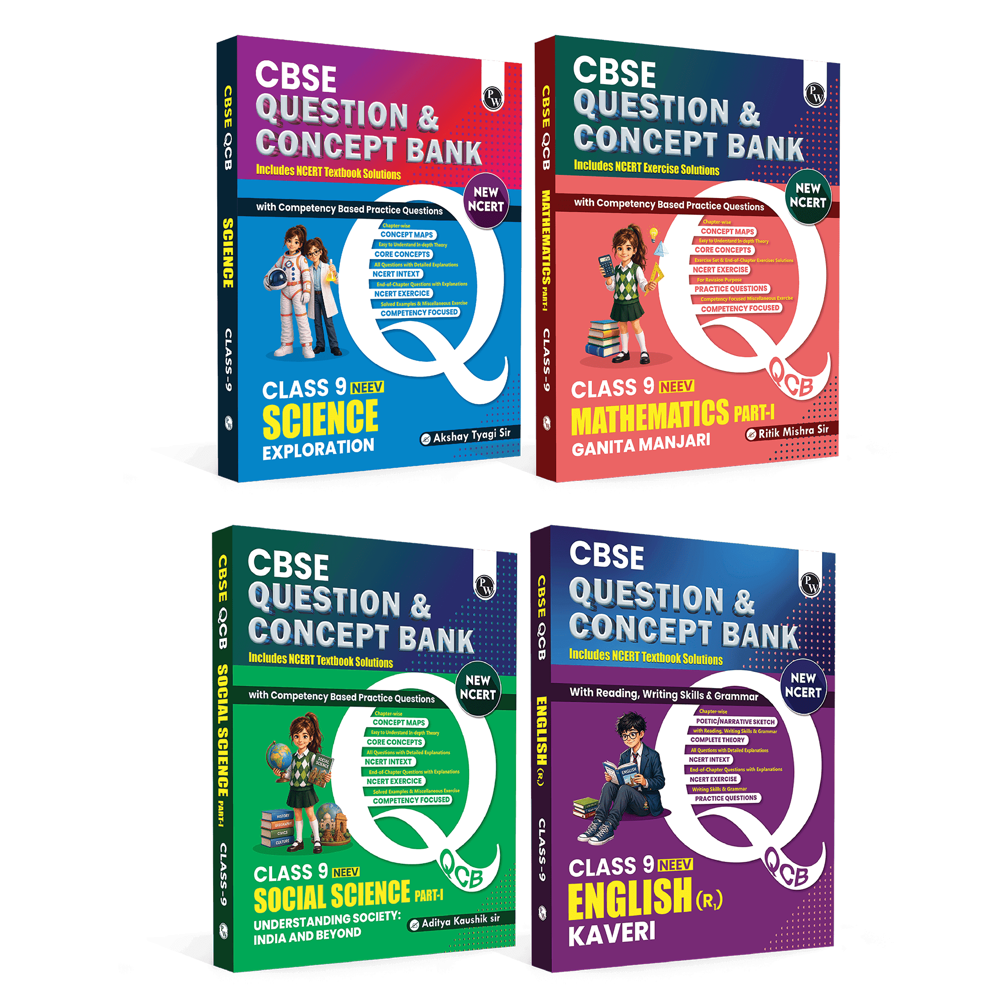 CBSE Class 9 New NCERT 2026-27 Science (Exploration), Maths Part 1 (Ganita Manjari), English R1 (Kaveri) & Social Science Understanding Society: India and Beyond Part 1 Combo Set of 4 Books