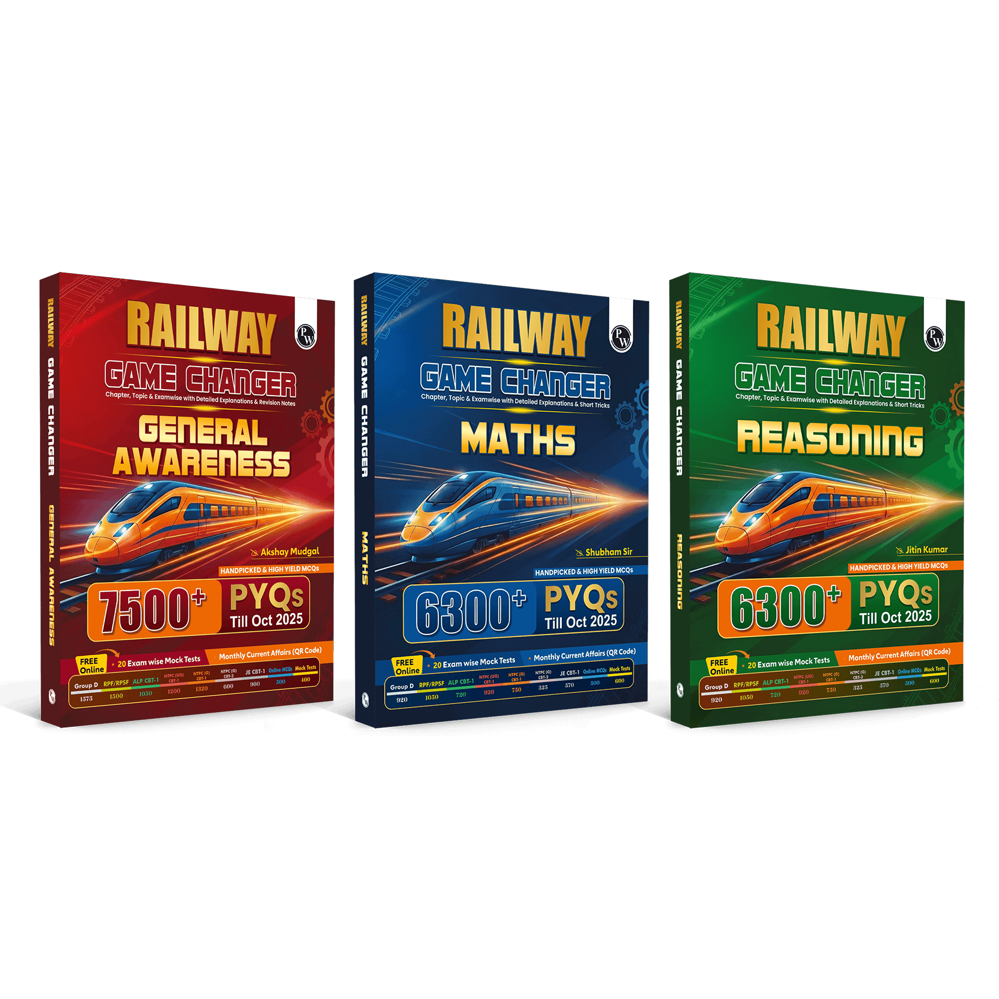 PW Railway Game Changer Maths, General Awareness, Reasoning PYQ Combo Set of 3 Books For 2026 Exams | 20000+ TCS MCQ | Chapter, Topic & Exam-wise Past Year Questions
