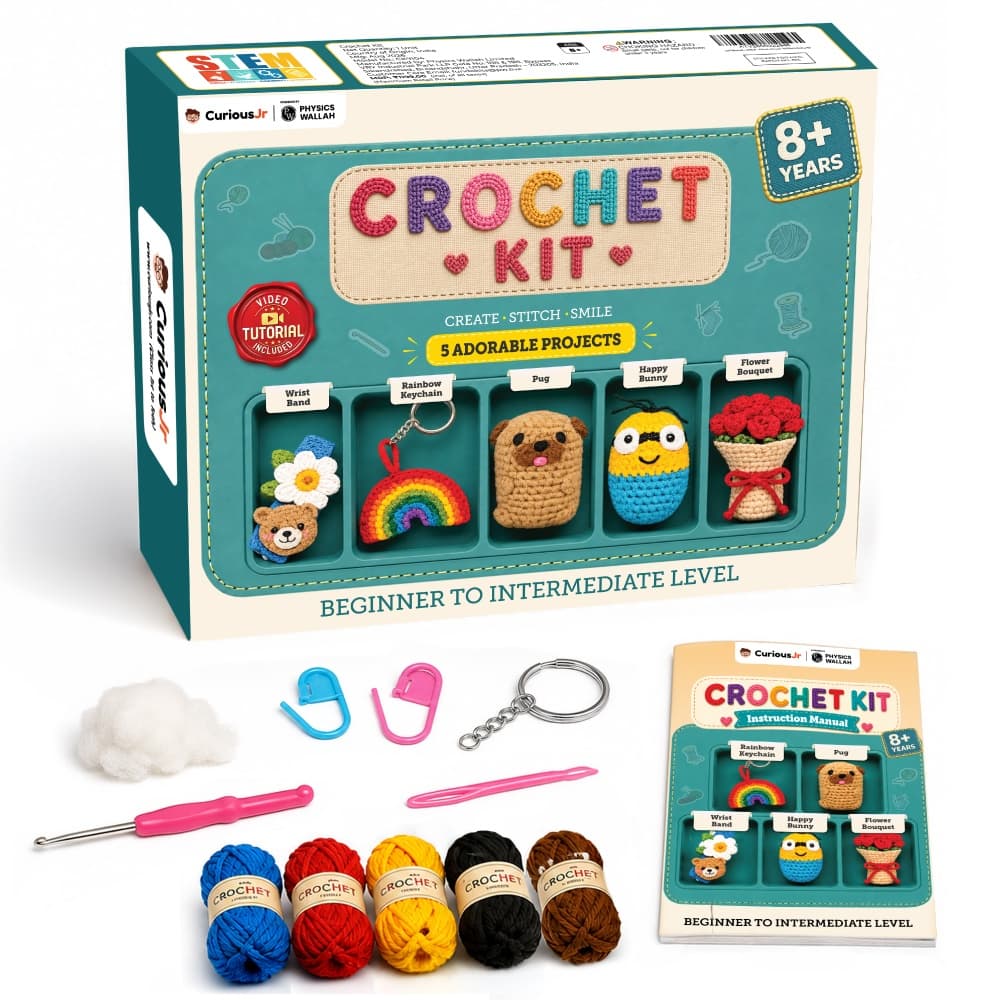 15 Pcs Crochet Kit for Beginners, 5 Experiments with Video Tutorial