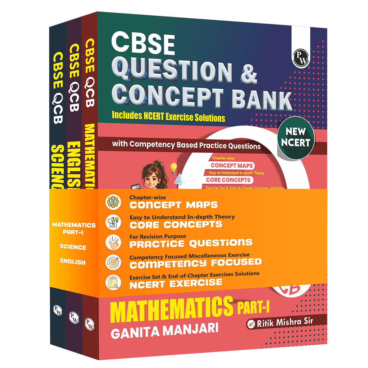PW CBSE Class 9 New NCERT 2026-27 Science (Exploration), Maths Part 1(Ganita Manjari) and English R1 (Kaveri) Combo Set of 3 Books with Competency Based Practice Questions