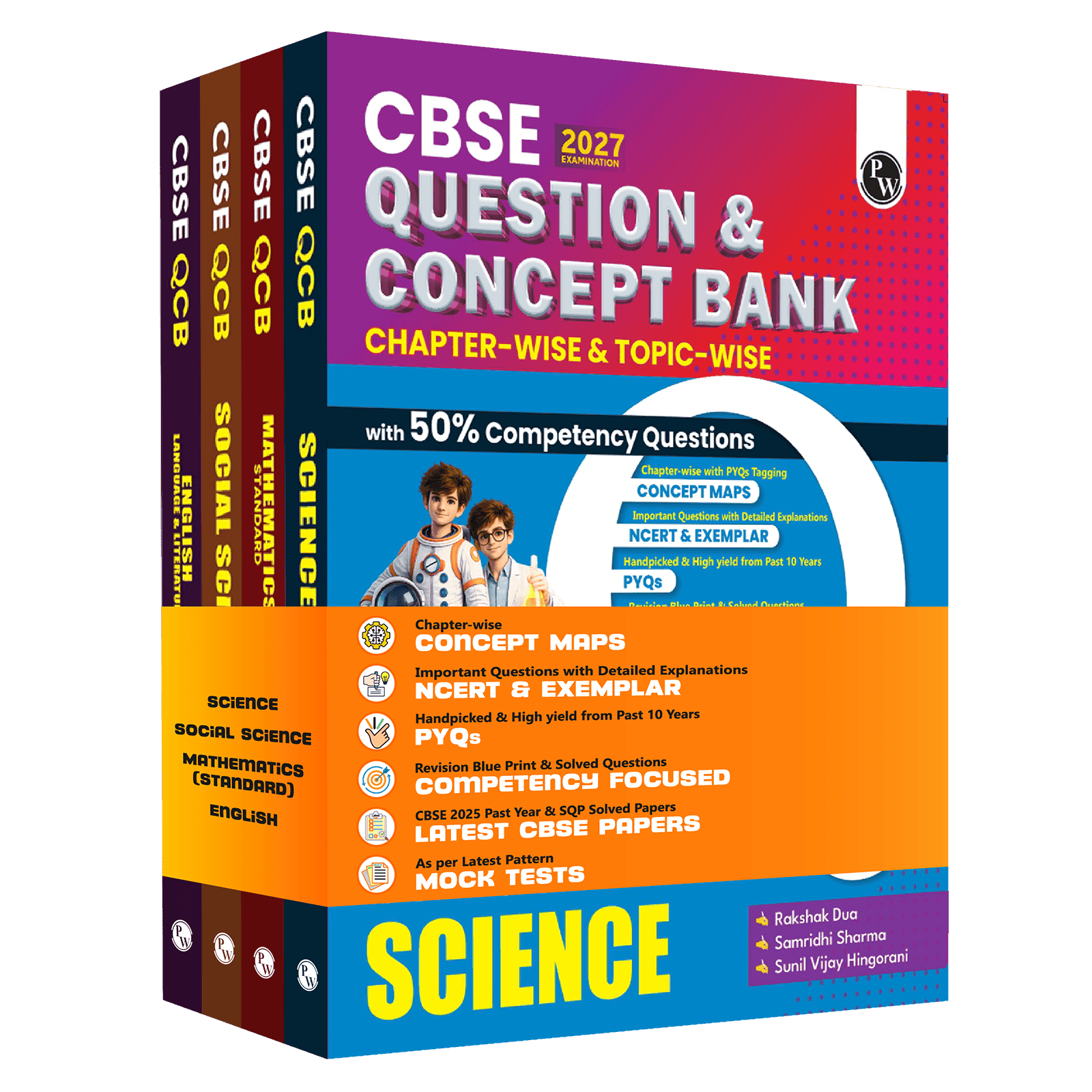 PW CBSE Question & Concept Bank (QCB) Class 10 Maths (Standard), Science, Social Science, English Combo Set of 4 Books Chapterwise & Topicwise Solved Questions For 2027 Exams