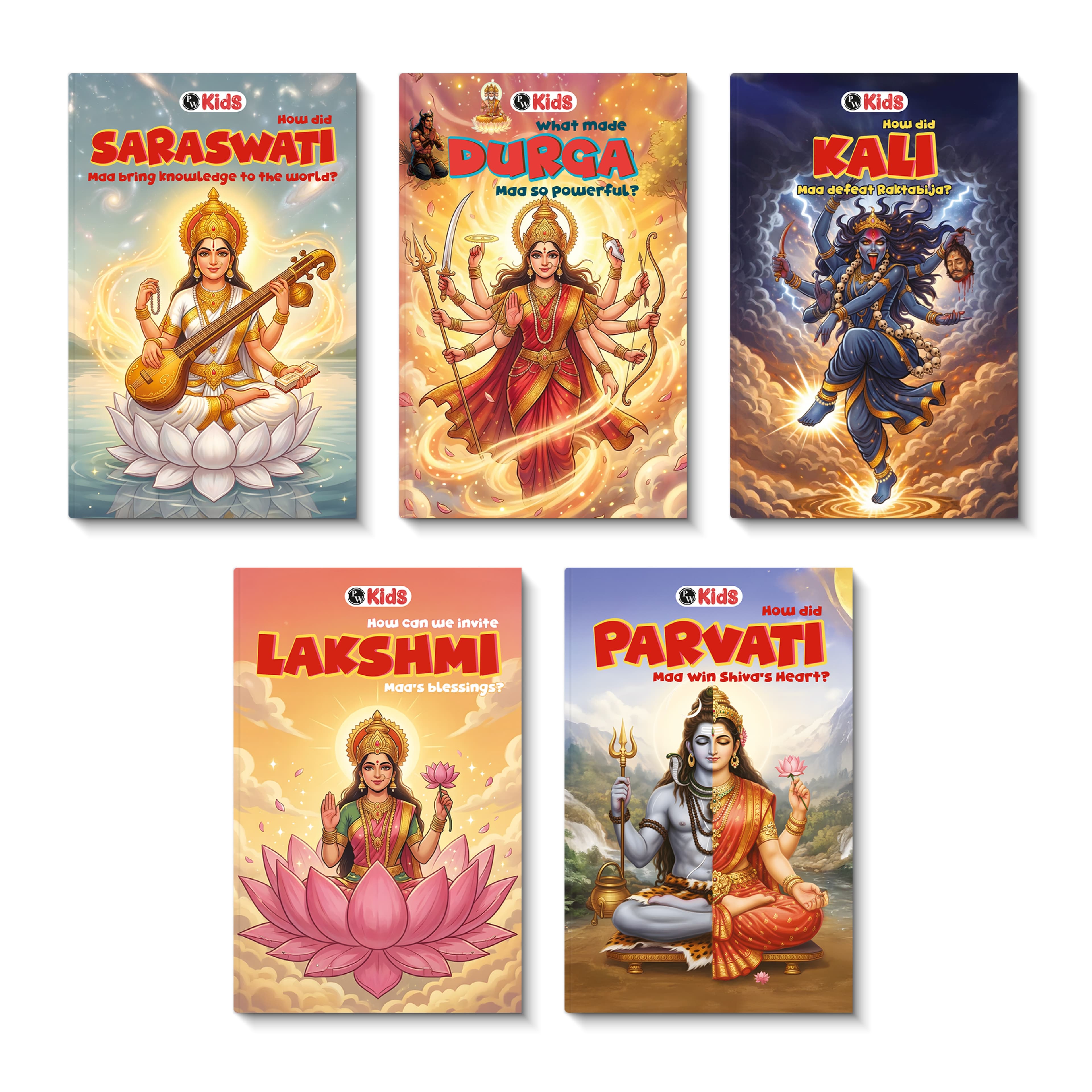 Mythology Story of Goddesses For Kids (Set of 5 Books) | Durga, Saraswati, Lakshmi, Kali, & Shiv Parvati | Colourfully Illustrated Easy Spiritual Tales with Moral Values