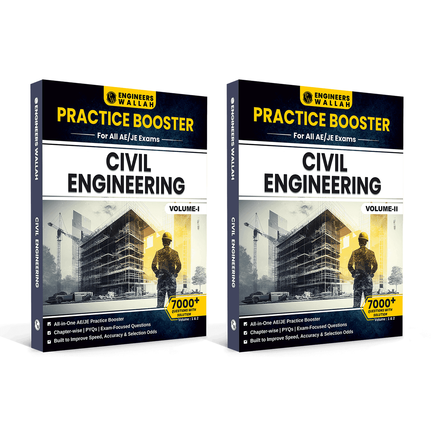 Engineers Wallah Practice Booster Civil Engineering Volume 1 & 2 For All AE & JE Exams Combo Set of 2 Books | Chapterwise Solved PYQs | 5500+ Solved Questions