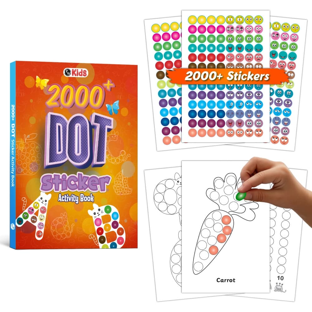 2000+ Dot Sticker Activity Book For 3+ Years Old Kids | Fun Sticker Set, Focus Builder, A to Z letters (Uppercase & Lowercase), Numbers 1-10 | Screen-Free Educational Activity For Kids