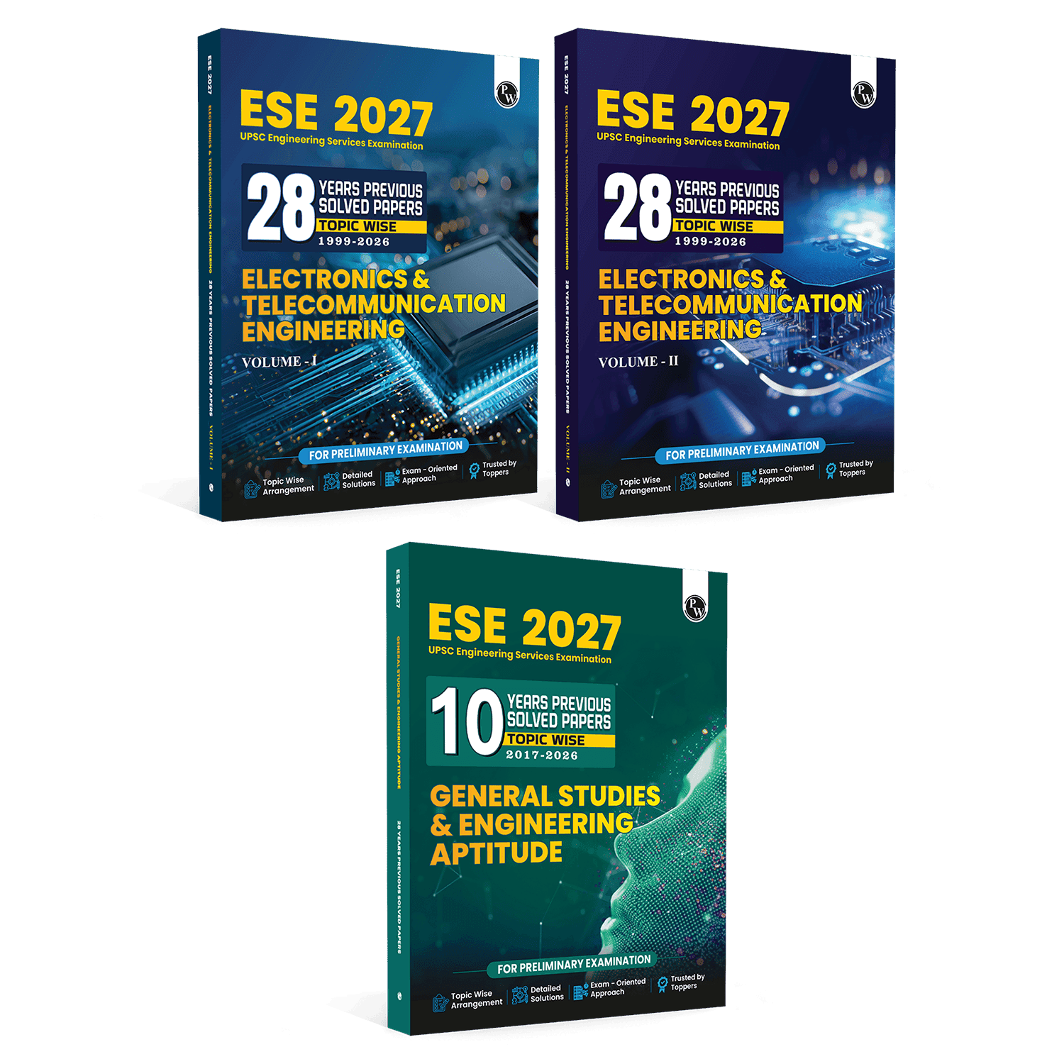 UPSC ESE 2027 Topicwise Previous Years Solved Questions Electronics & Telecommunication Engineering Preliminary Examination Volume 1 & 2 and General Studies & Engineering Aptitude Combo Set of 3 Books