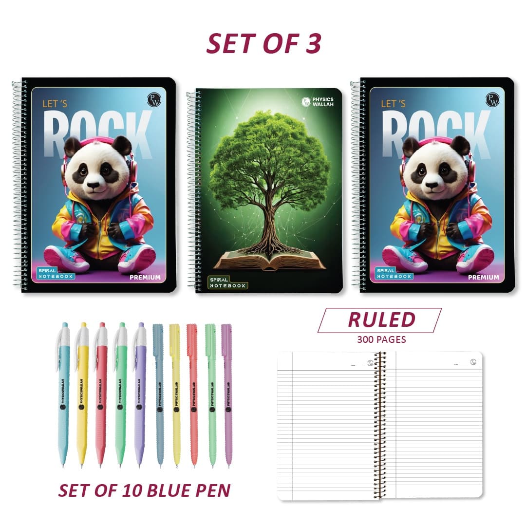 Student Practice Combo – Perfect for Question practice and notes taking (Ruled Single subject) Pen with set of 10